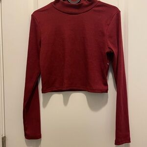 Altar'd State Red Fitted Crop Long Sleeve Tee